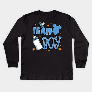 Team boy team boy Gender reveal tee Gender Party Giift For Boys Kids Kids Long Sleeve T-Shirt